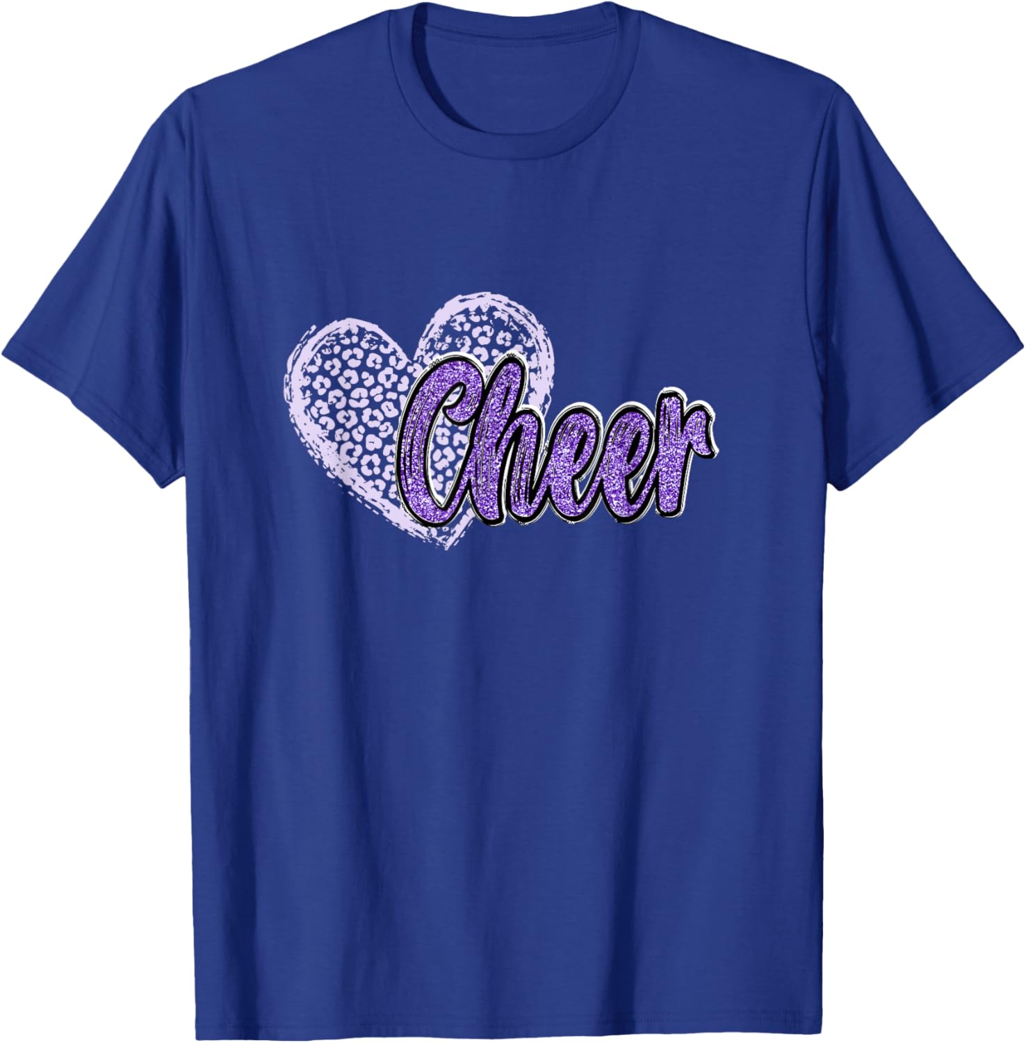 Cheer Shirt, Megaphone Purple Leopard Cheetah Print T-Shirt - T-Shirt | Royal