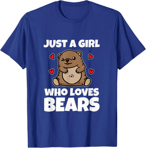 Just A Girl Who Loves Bears Cute Brown Bear Costume T-Shirt - T-Shirt | Royal