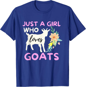 Just A Girl Who Loves Goats - Funny Goat Lover & Farming T-Shirt - T-Shirt | Royal