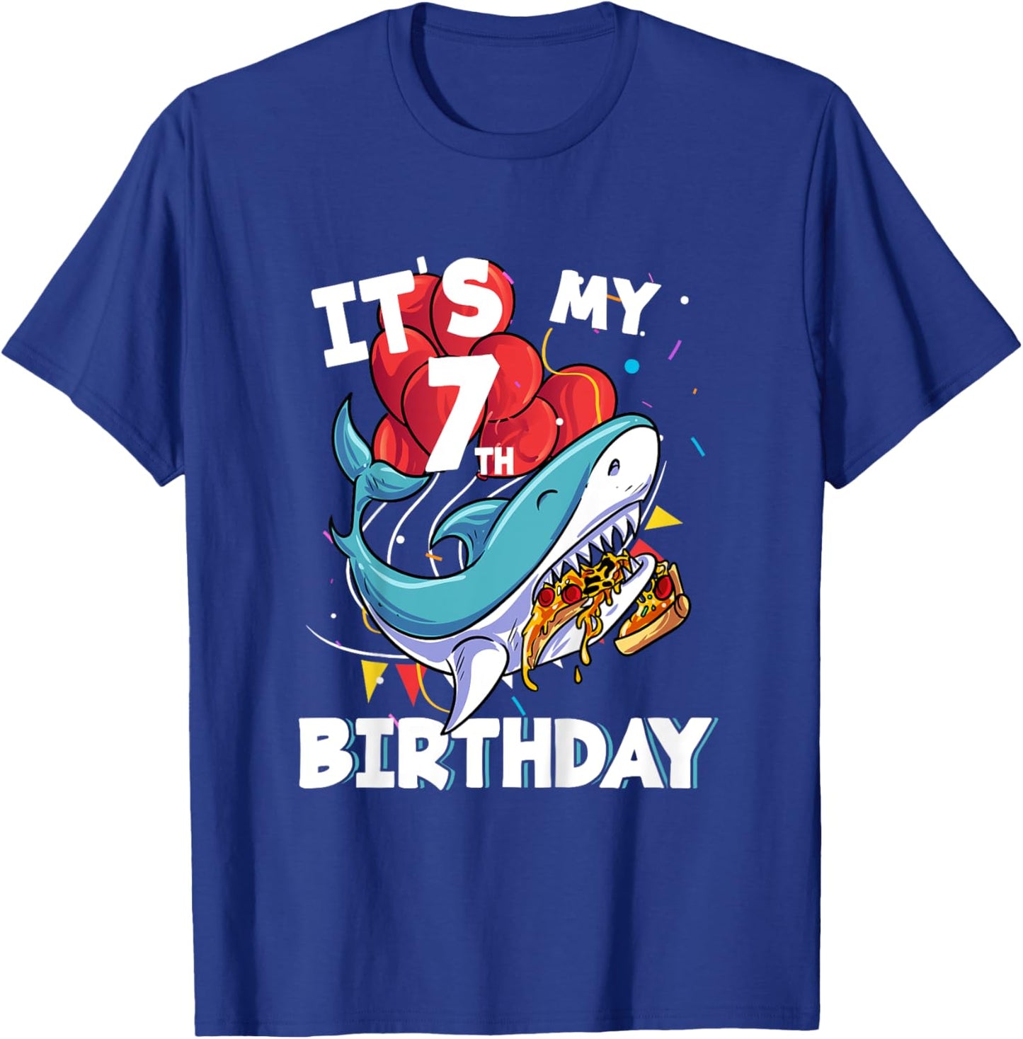 It's my 7th Birthday 7 Year Old Shark Birthday T-Shirt - T-Shirt | Royal