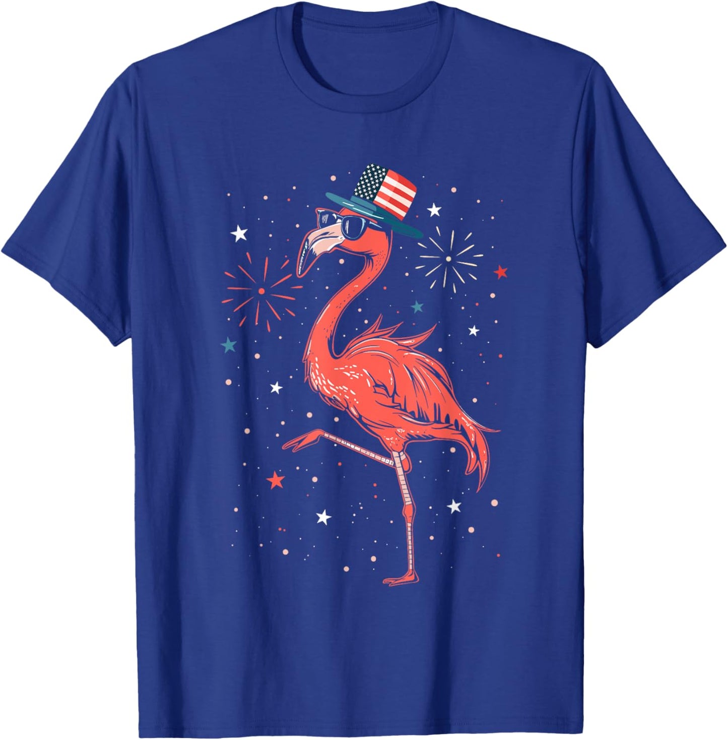 Patriotic American Flamingo Dancing USA Flag 4th Of July T-Shirt - T-Shirt | Royal
