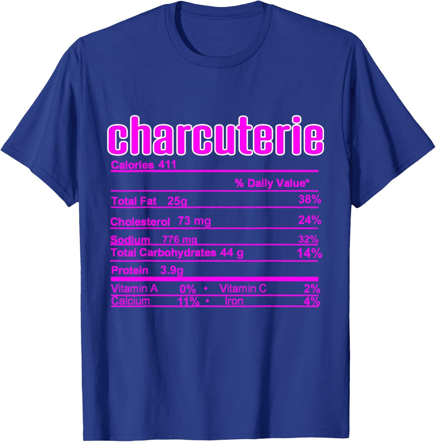 Thanksgiving Christmas Charcuterie Nutrition Fact T-Shirt - T-Shirt | Royal