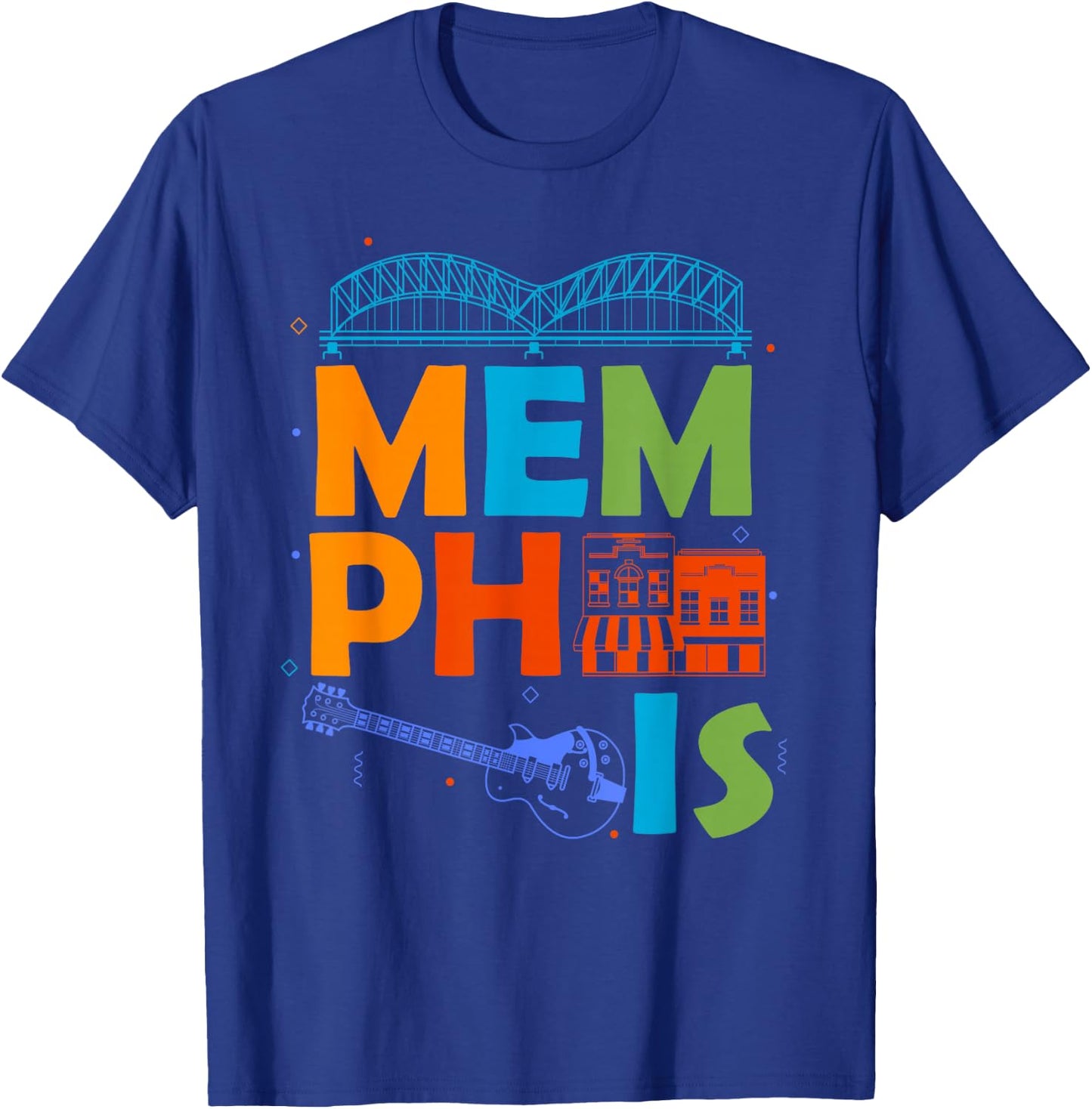 Memphis Souvenir Men Tennessee Skyline City Memphis T-Shirt - T-Shirt | Royal