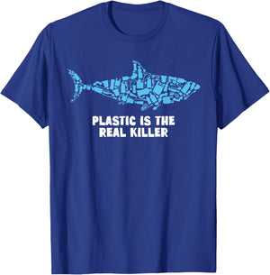 Plastic Is The Real Killer Shark Lover Conservation T-Shirt - T-Shirt | Royal