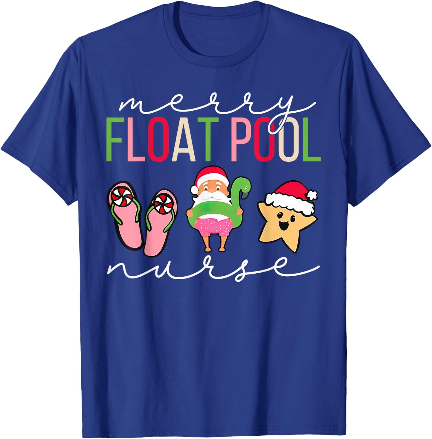 Float Pool Nurse Christmas ICU Med Surg Telemetry Holiday T-Shirt - T-Shirt | Royal