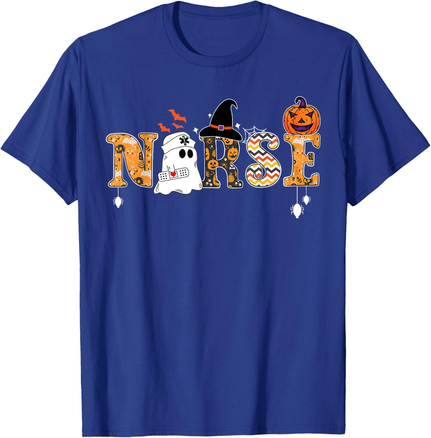 Halloween Nurse Nursing Cute Health Worker Halloween Pattern T-Shirt - T-Shirt | Royal