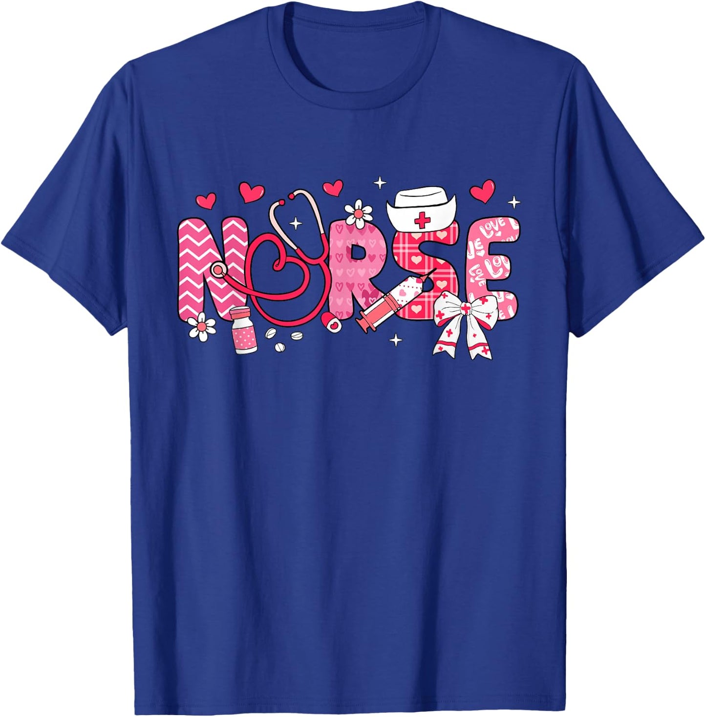 Nurse Valentines Day Valentine Scrub Top Women Scrubs NICU T-Shirt - T-Shirt | Royal