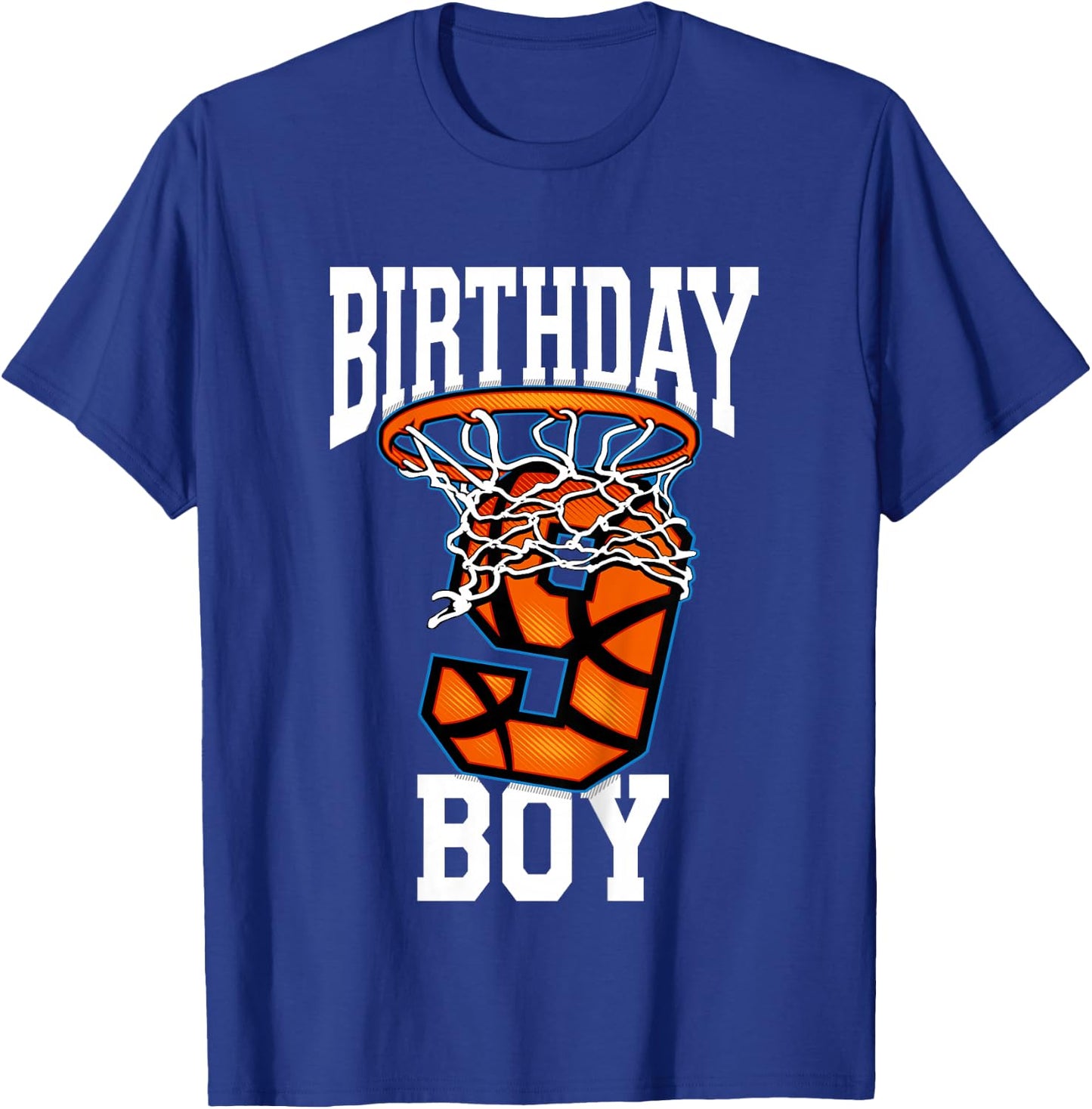 9 Year Old Birthday Shirt Boy Basketball 9th Bday Bball T-Shirt - T-Shirt | Royal