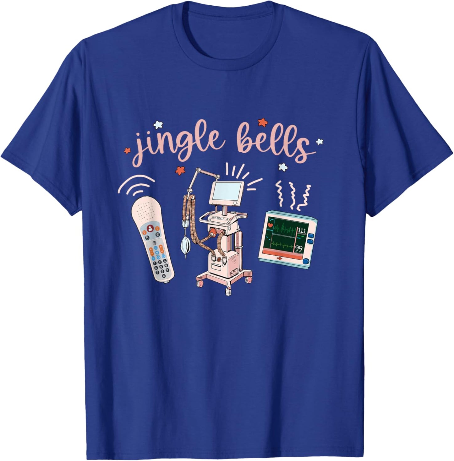 Jingle Bell Telemetry Nurse Christmas Crew Tele Tech Xmas T-Shirt - T-Shirt | Royal