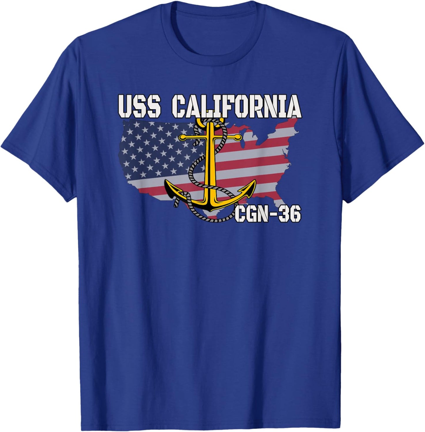 USS California CGN-36 Cruiser Veteran Day Father Grandpa Dad T-Shirt - T-Shirt | Royal