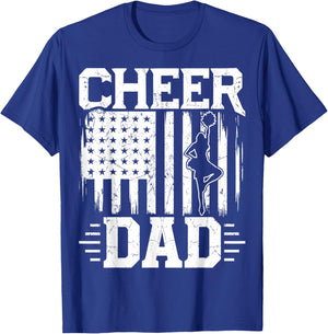 Cheer Dad - Cheerleading Dad USA Flag July 4th Cheerleader T-Shirt - T-Shirt | Royal