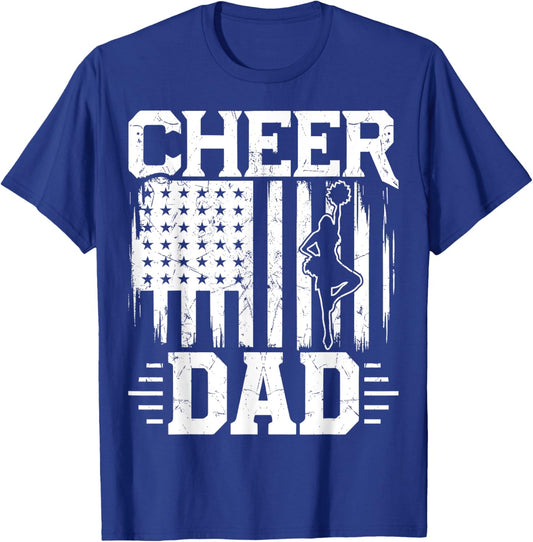 Cheer Dad - Cheerleading Dad USA Flag July 4th Cheerleader T-Shirt - T-Shirt | Royal