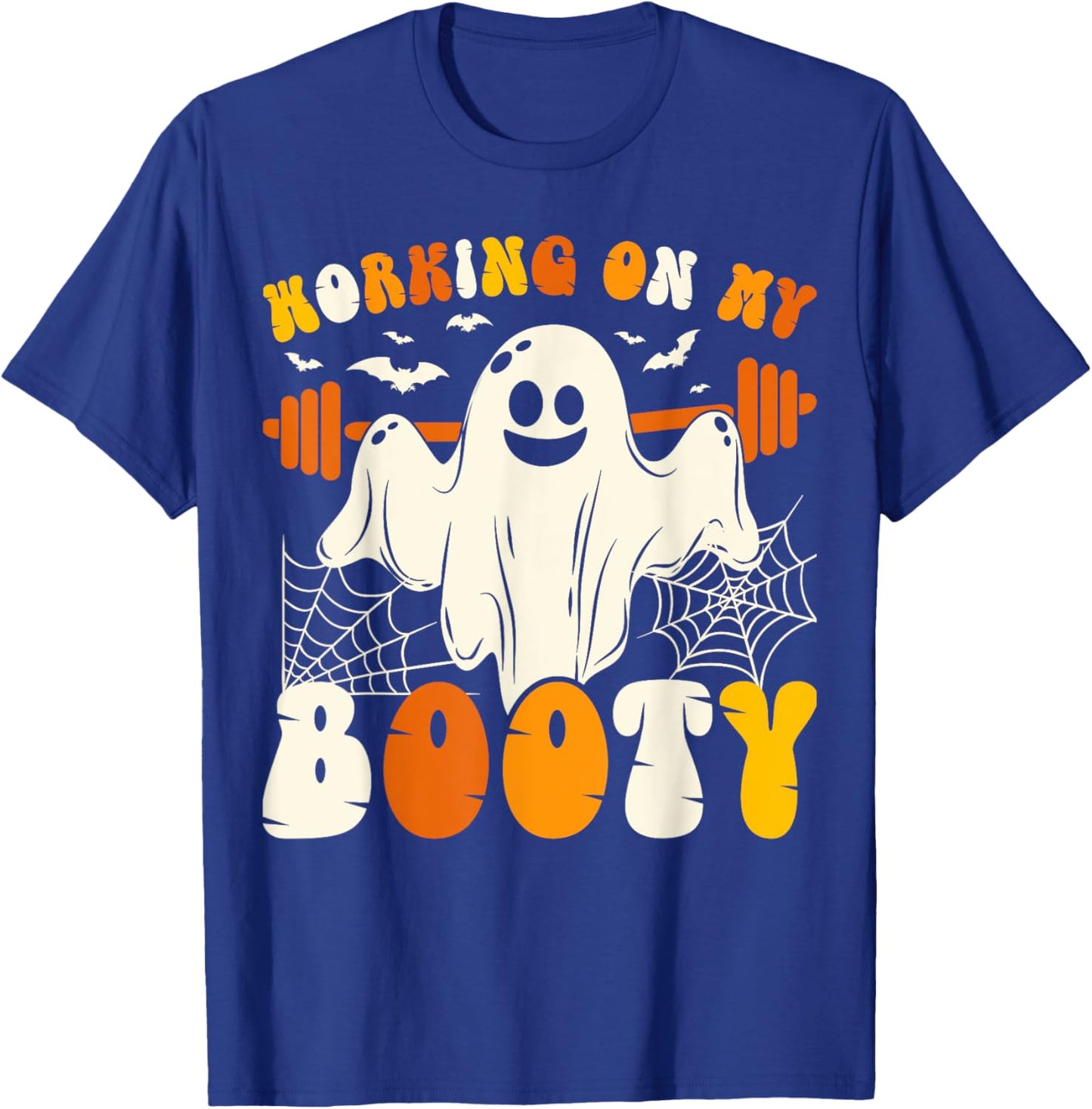 Working On My Booty Funny Gym Halloween Workout Ghost T-Shirt - T-Shirt | Royal