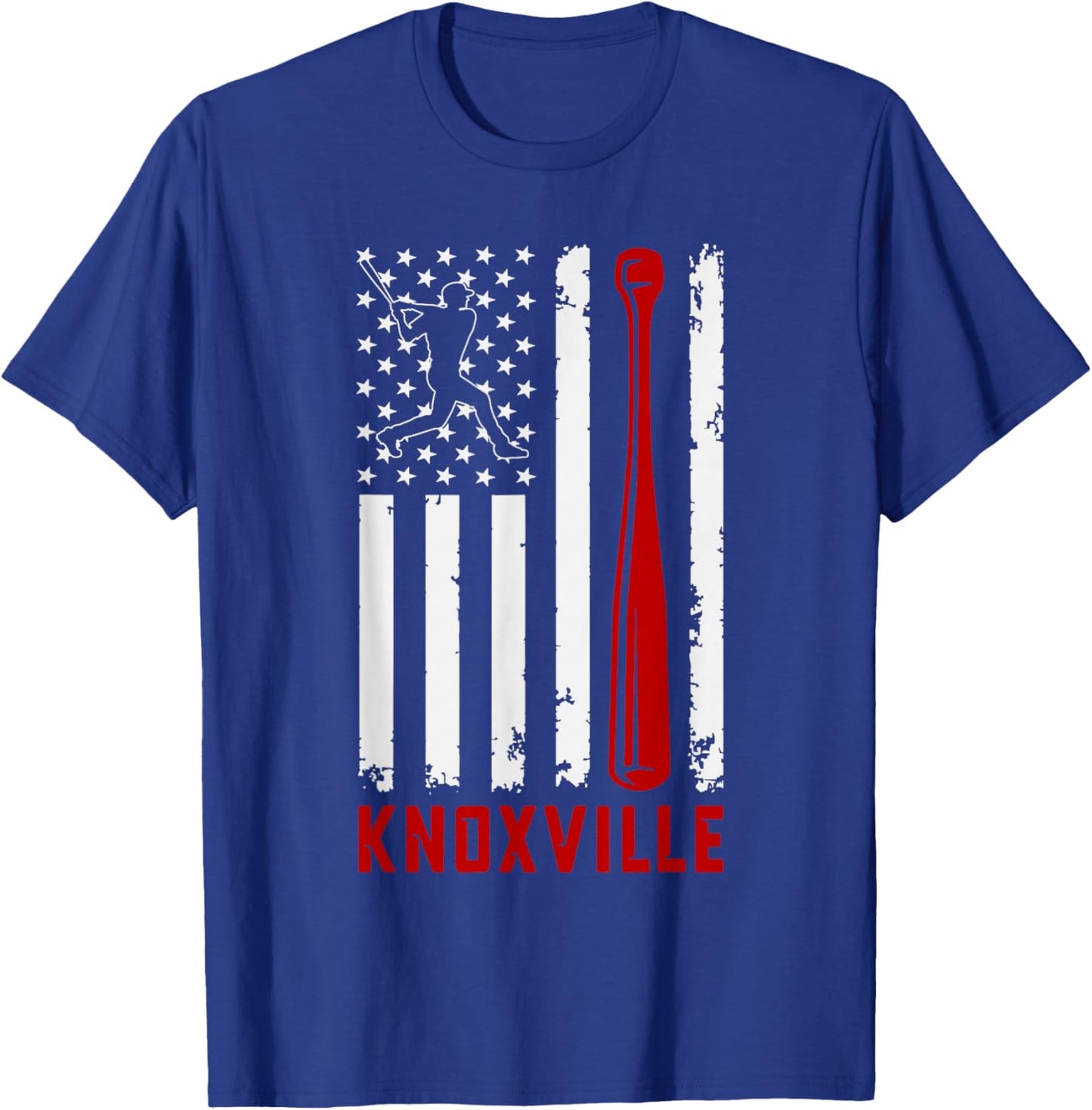 Knoxville American Flag Baseball Lover USA Knoxville T-Shirt - T-Shirt | Royal