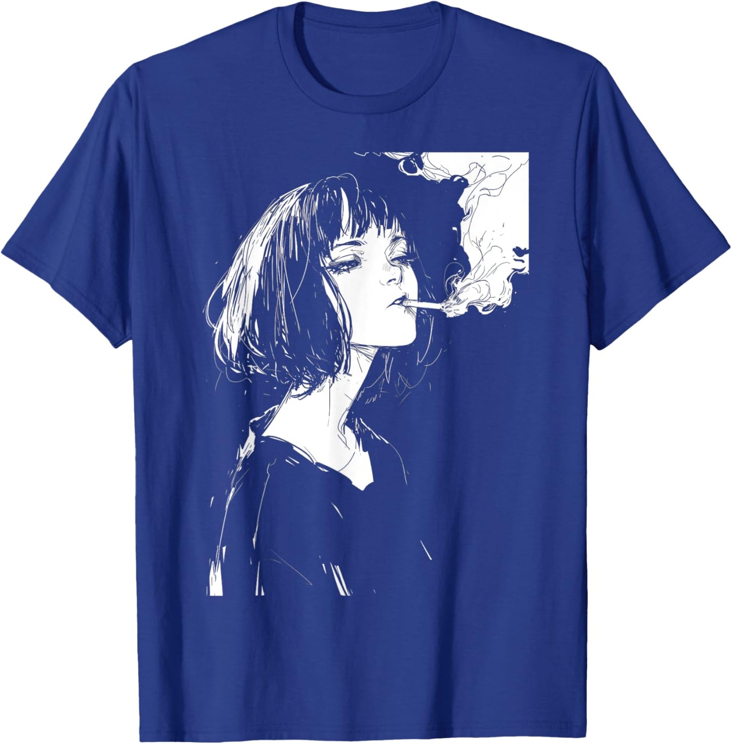 Soft Grunge Kawaii Anime Girl Smoking Waifu Otaku Japanese T-Shirt - T-Shirt | Royal