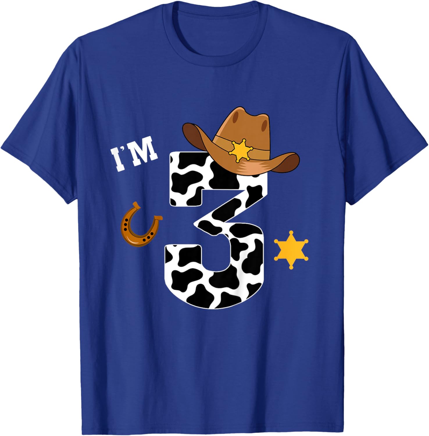 Kids 3rd Birthday Shirt Boy 3 Year Old Rodeo Western Cowboy T-Shirt - T-Shirt | Royal