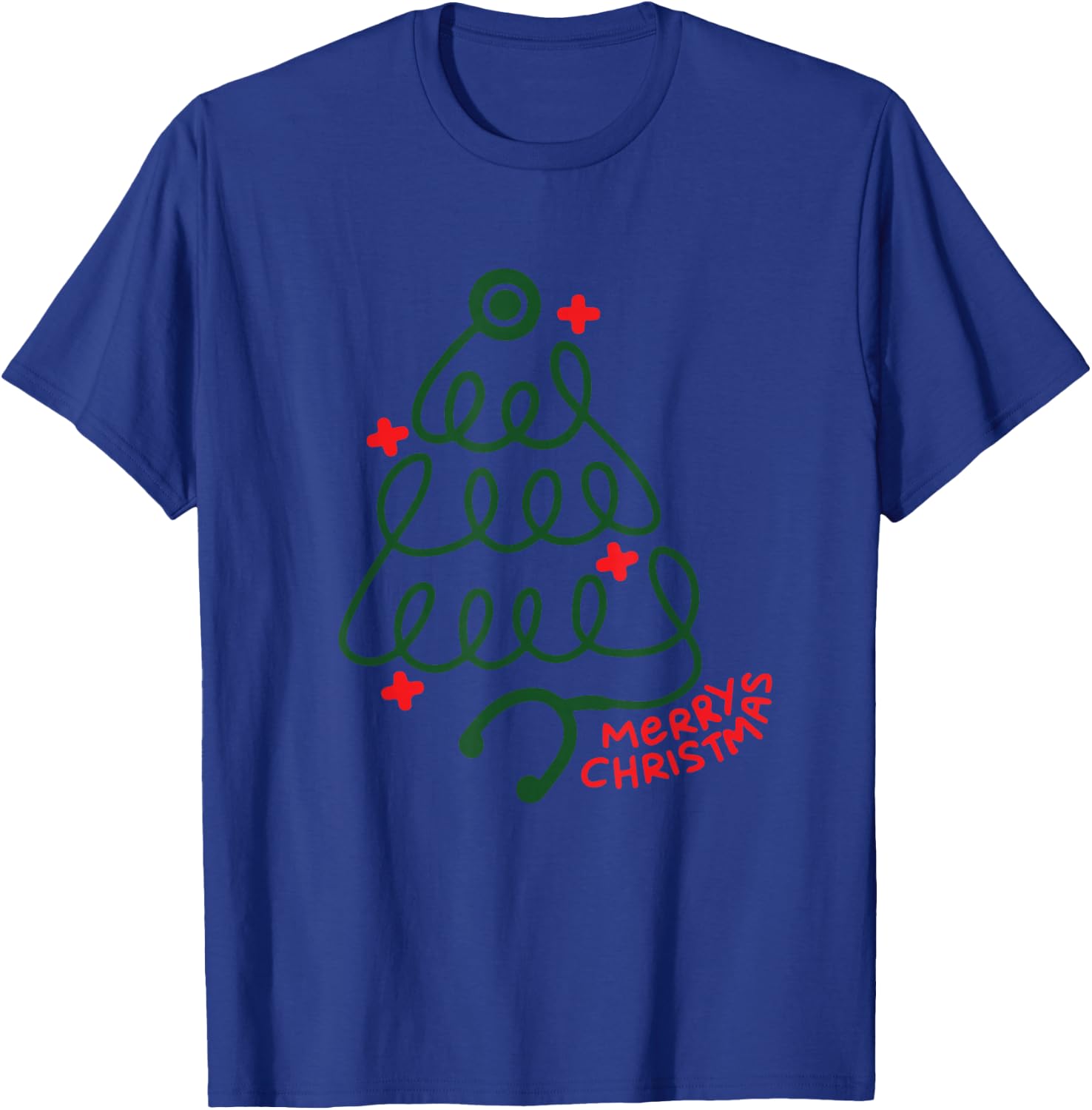 Merry Christmas Stethoscope CNA Nurse Holiday Medical Worker T-Shirt - T-Shirt | Royal