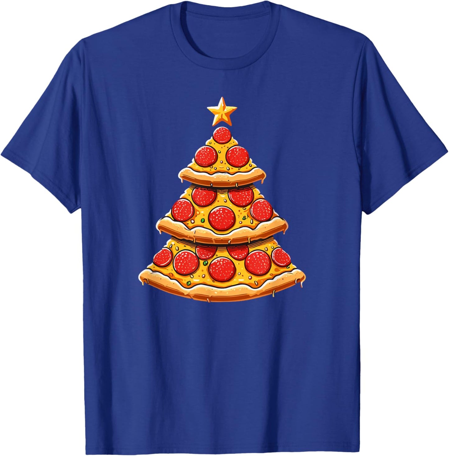 Christmas Tree Funny Pizza T-Shirt - T-Shirt | Royal