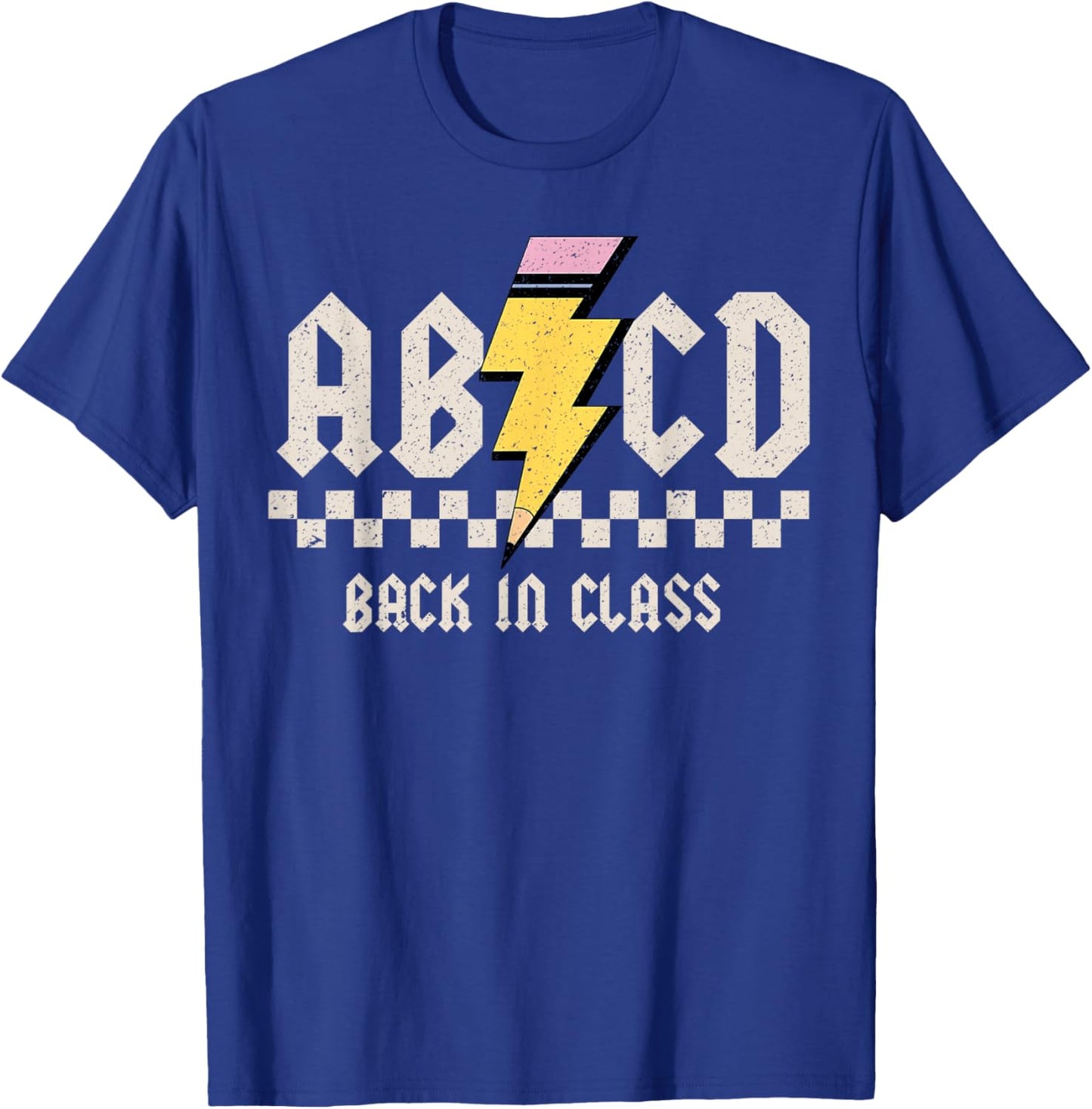 Boys Girls Teachers Rock Back To School ABCD Back In Class T-Shirt - T-Shirt | Royal