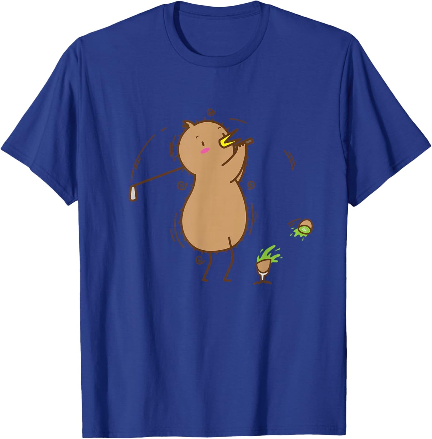 Kiwi playing Golf Kiwi Bird and Fruit T-Shirt - T-Shirt | Royal