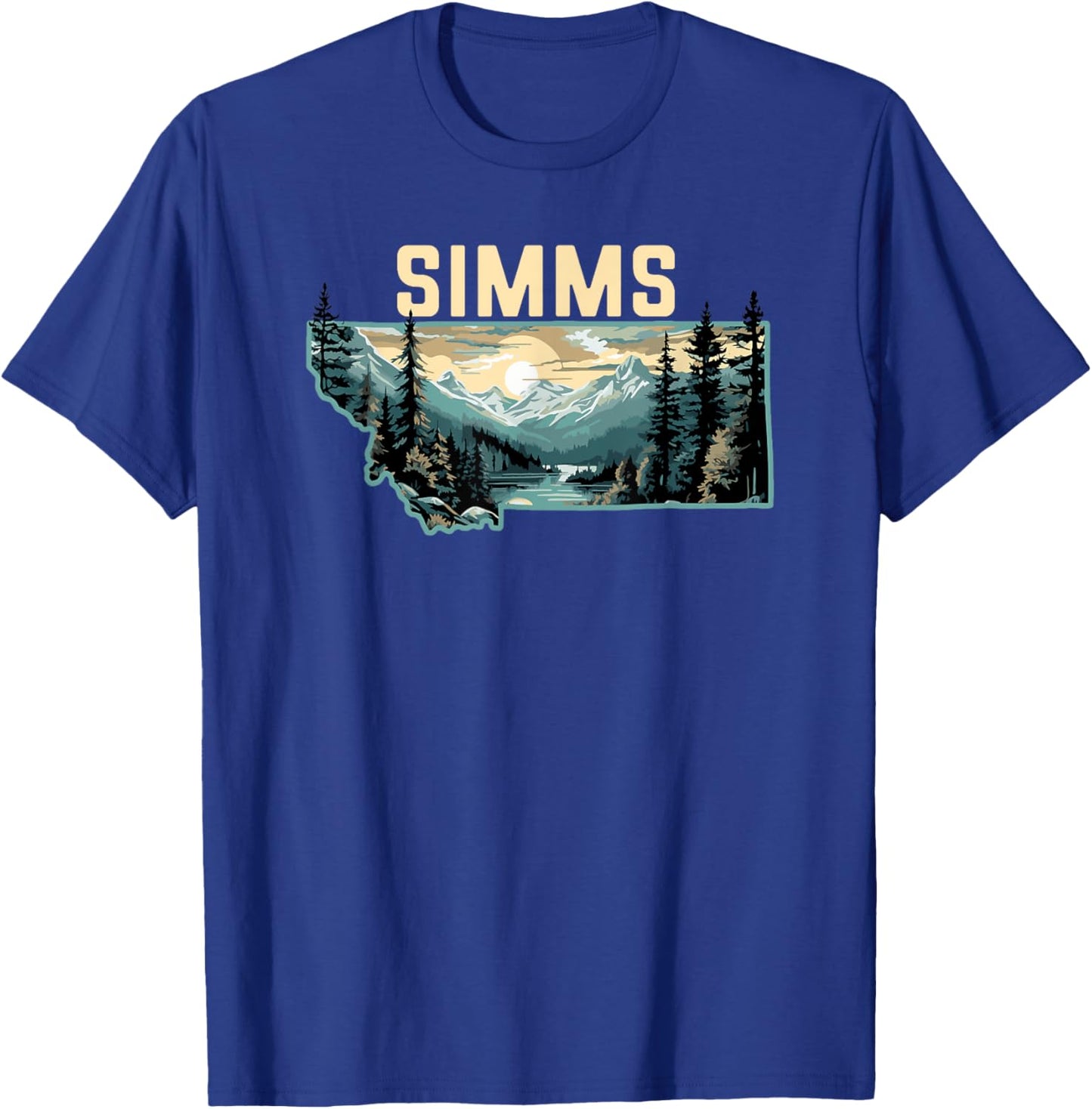 Simms Montana Outdoor Art Retro Hiking T-Shirt - T-Shirt | Royal