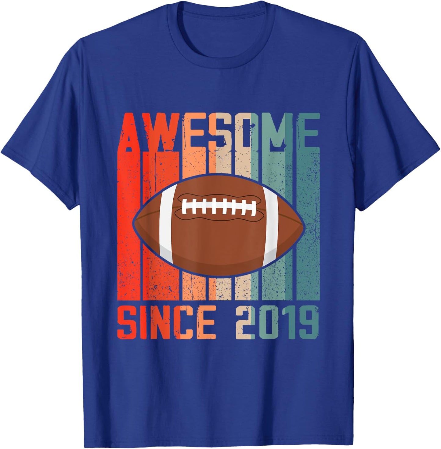 Awesome Since 2019 5th Birthday 5 Year Old Football Player T-Shirt - T-Shirt | Royal