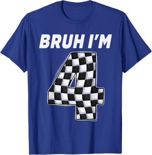 Bruh I'm 4 Year Old Boy Two car Racing 4th Birthday Race car T-Shirt - T-Shirt | Royal