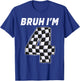Bruh I'm 4 Year Old Boy Two car Racing 4th Birthday Race car T-Shirt - T-Shirt | Royal