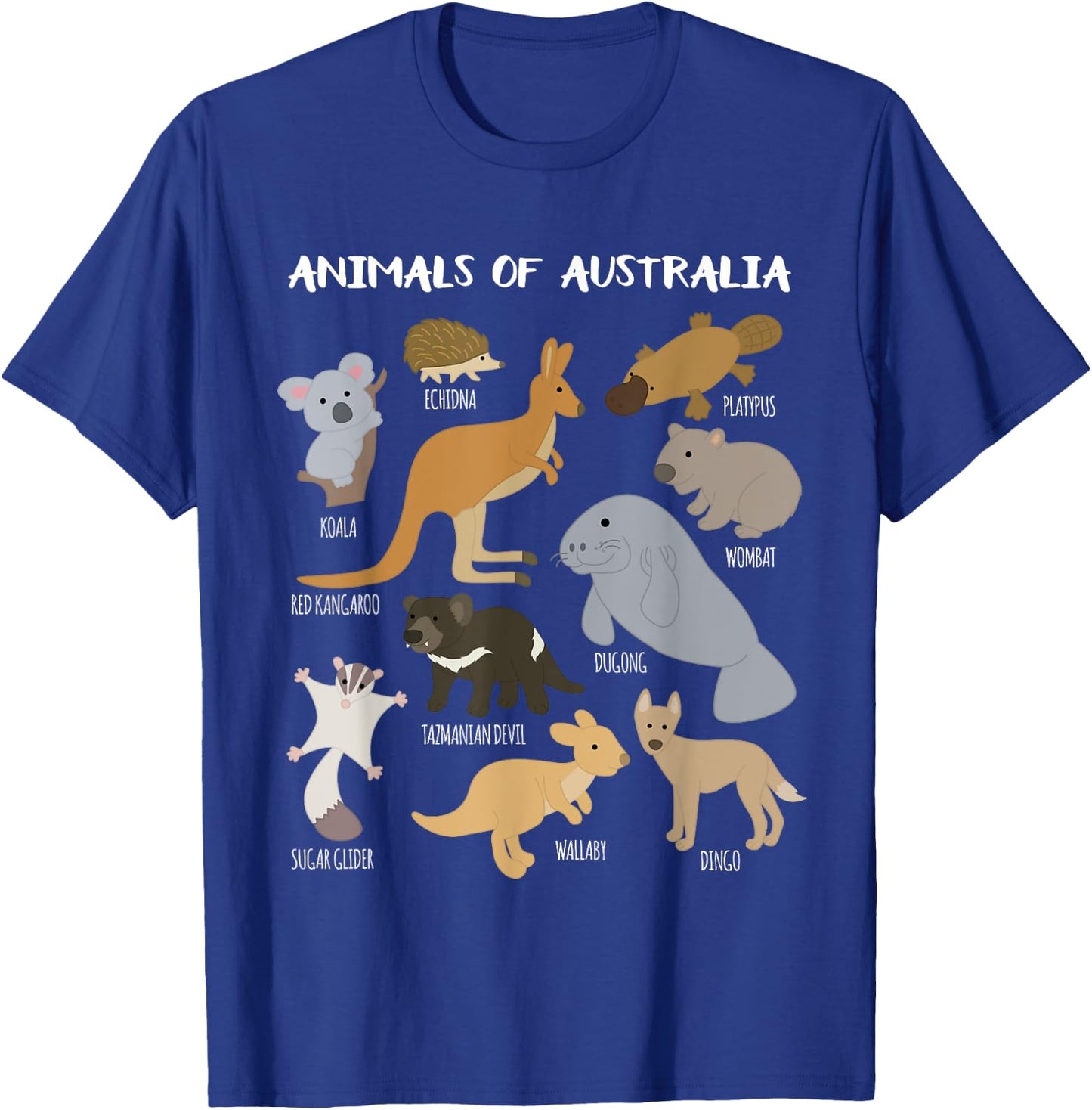 Animals Of Australia Australian Animal Educational Gift T-Shirt - T-Shirt | Royal
