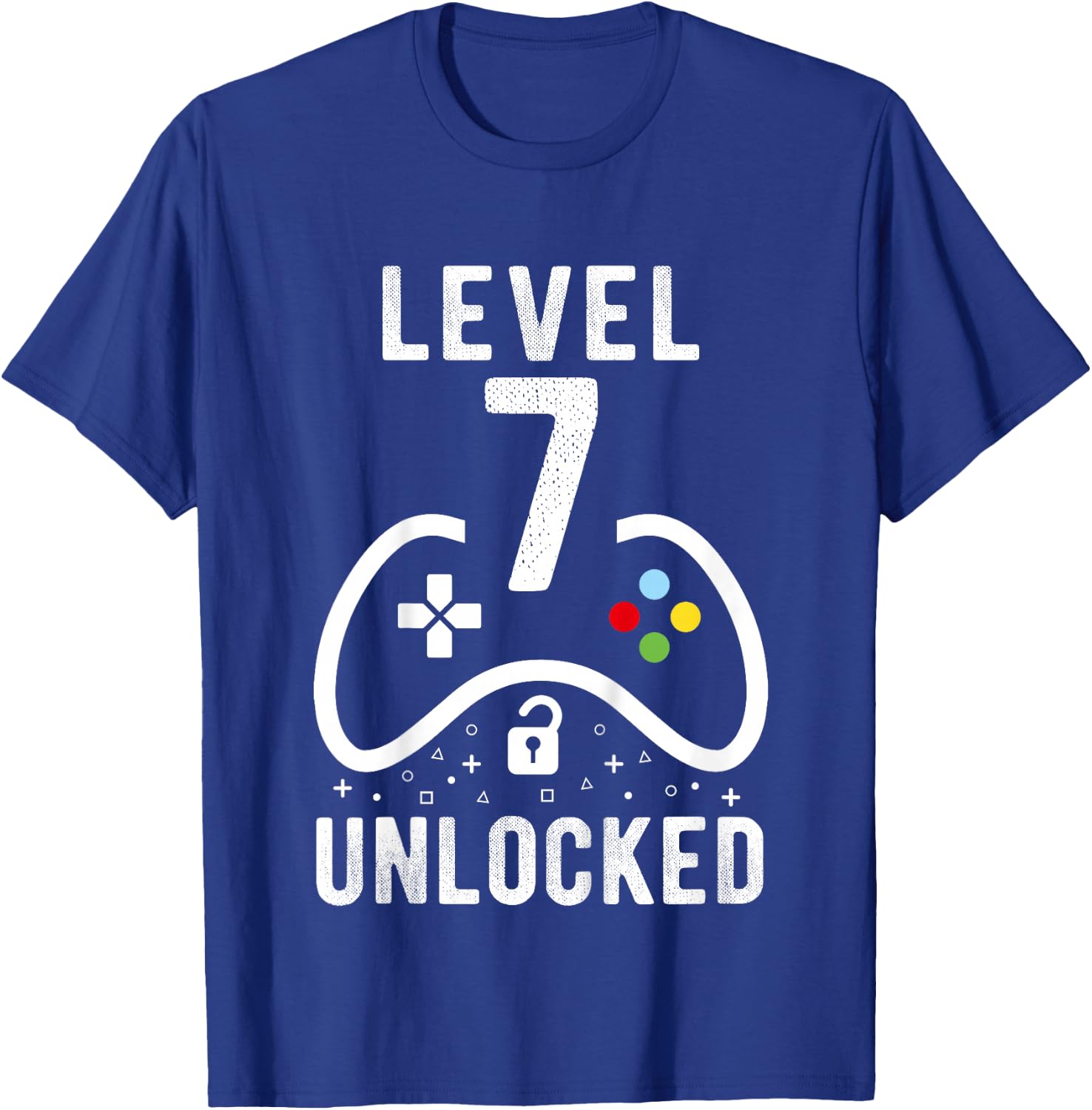 Level 7 Unlocked Video Game 7th Birthday Gift T-Shirt - T-Shirt | Royal