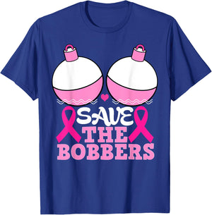Save The Bobbers Breast Cancer Awareness Fishing Lovers T-Shirt - T-Shirt | Royal