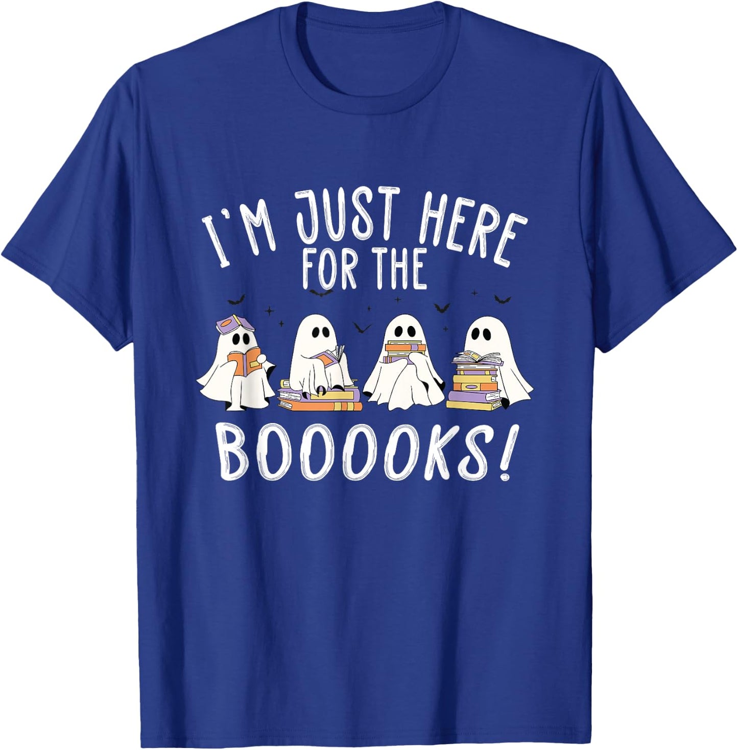 I'm Just Here For The Books - Cute Halloween Ghost Reading T-Shirt - T-Shirt | Royal