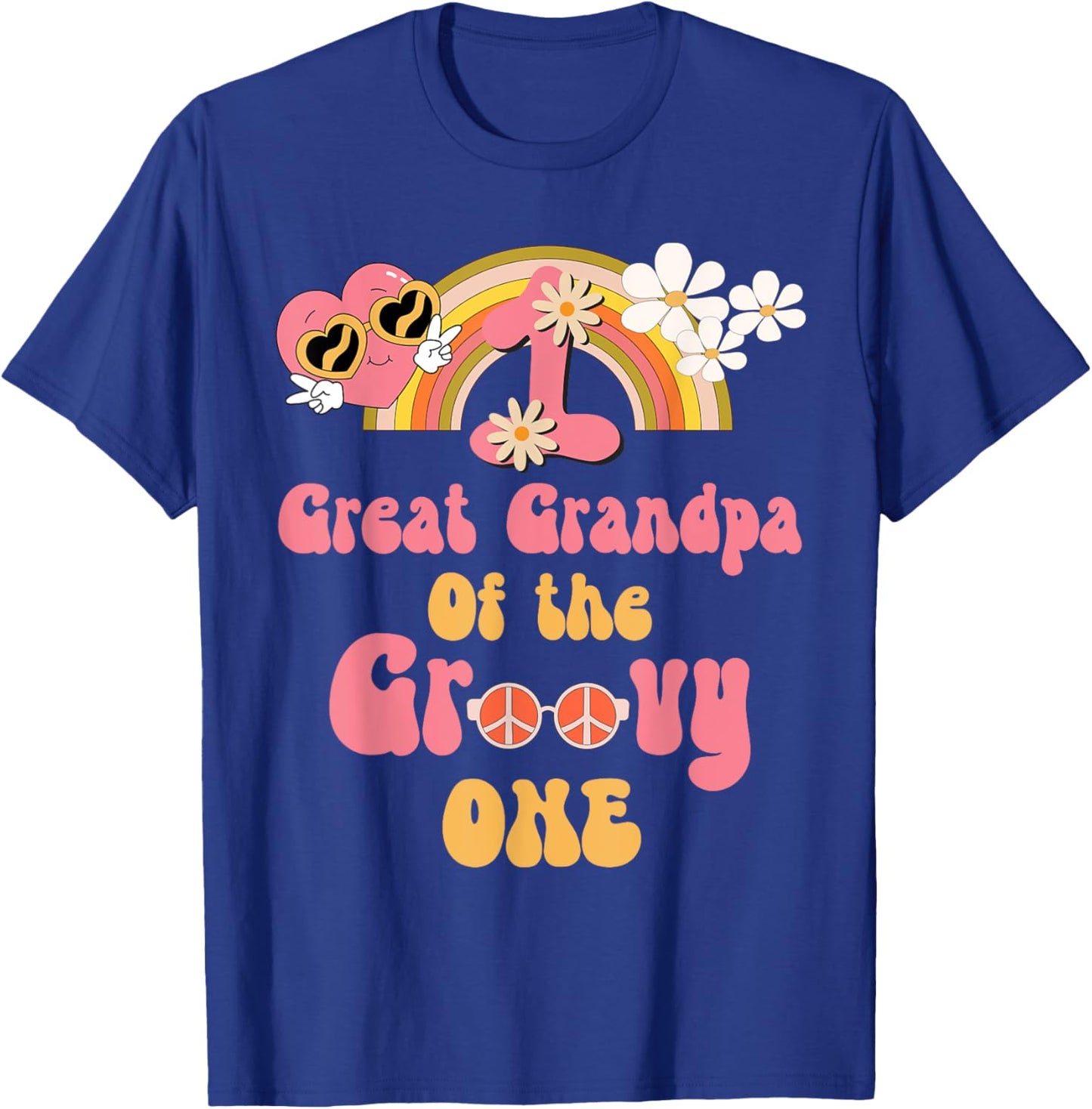 Great Grandpa of the Groovy one peace sign birthday matching T-Shirt - T-Shirt | Royal