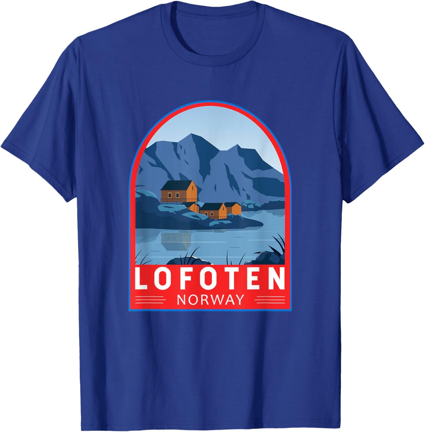 Lofoten Norway Retro Emblem Vintage T-Shirt - T-Shirt | Royal
