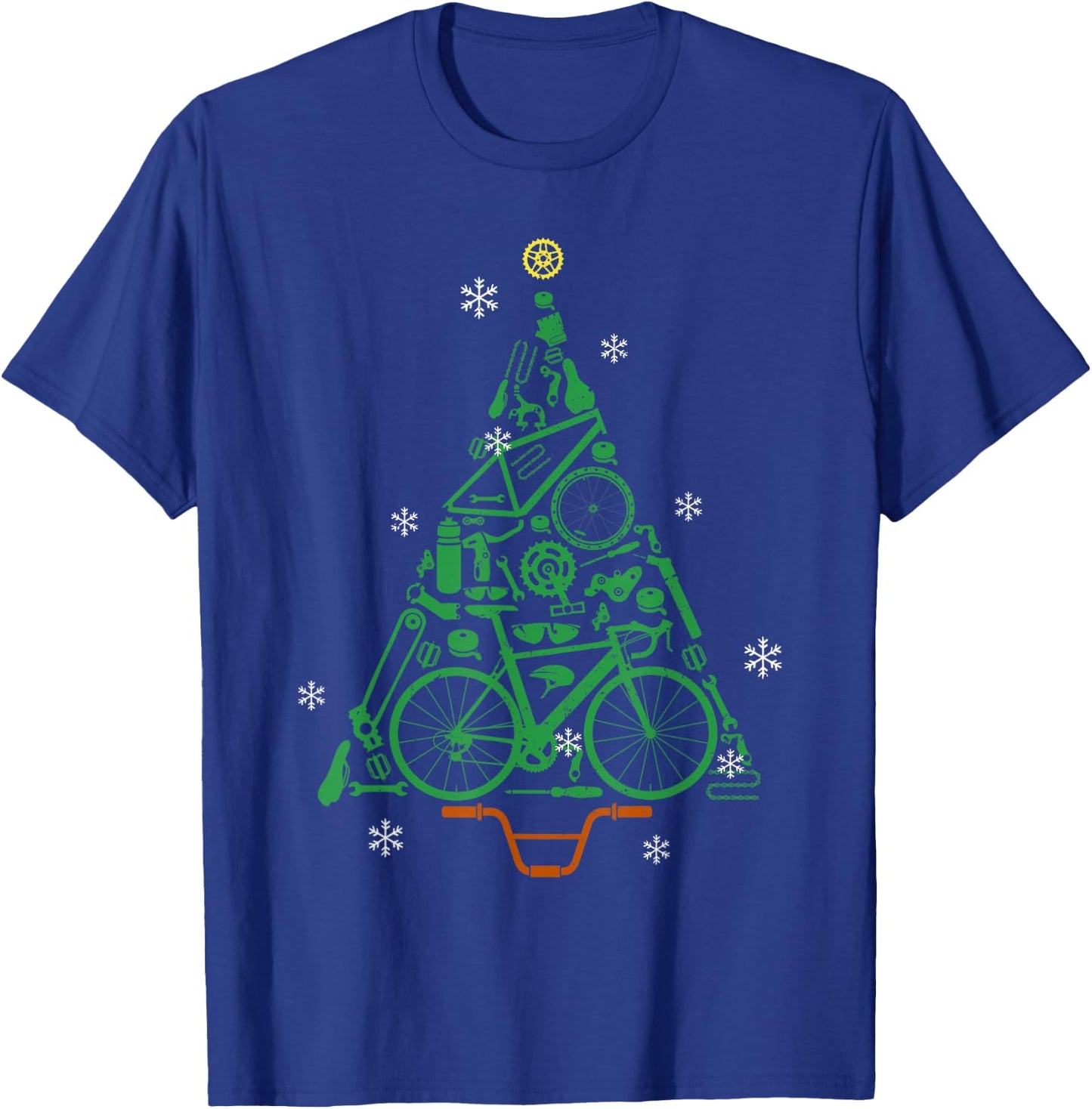 Road Bike Bicycle Funny Christmas Tree Cyclist Kids Adults T-Shirt - T-Shirt | Royal