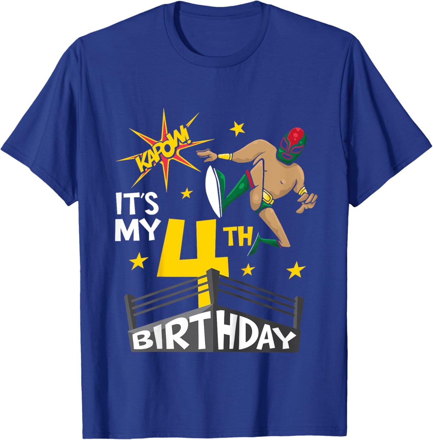 Kids It's My 4th Birthday 4th Birthday Boy Wrestling Themed Party T-Shirt - T-Shirt | Royal