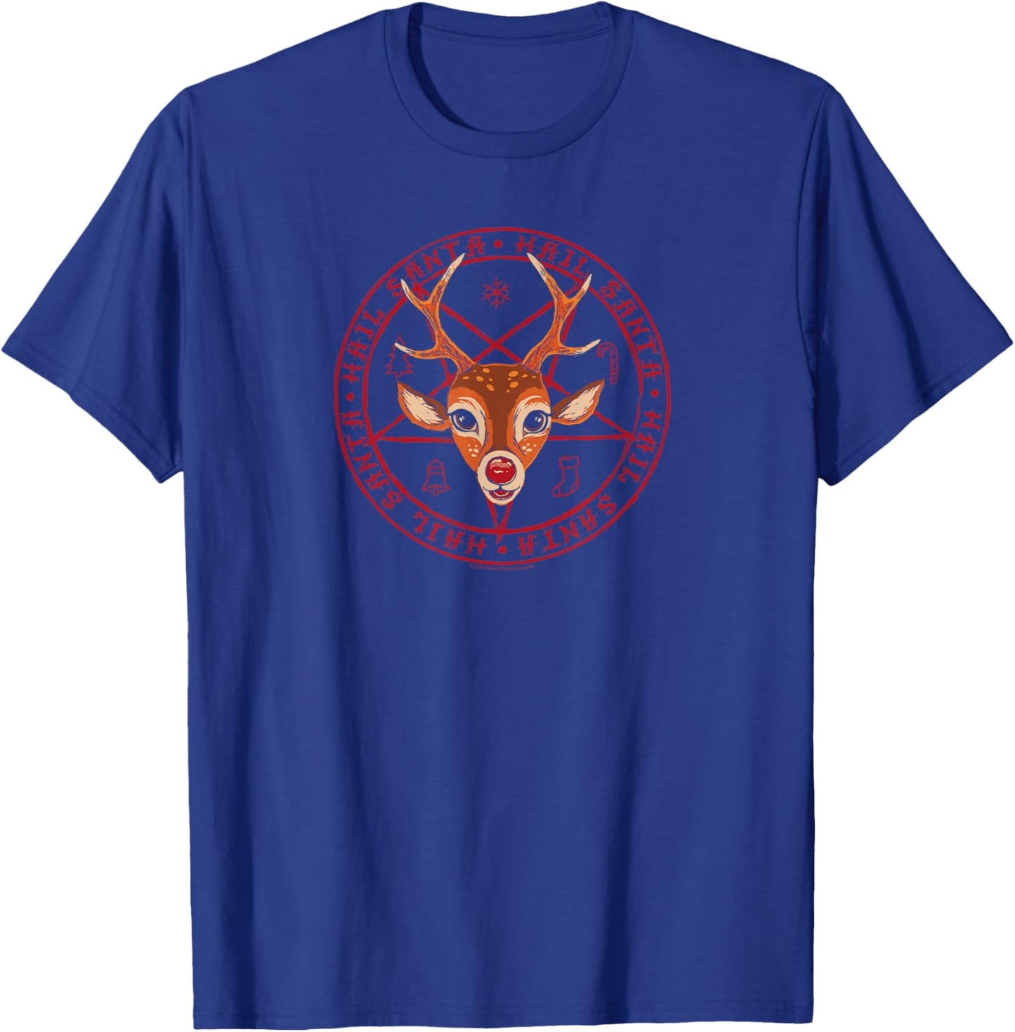 Steven Rhodes Hail Santa Pentagram Christmas Reindeer Humor T-Shirt - T-Shirt | Royal