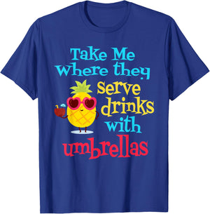 Pineapple Cocktail Vacation Umbrella Drink Beach Vibe Men Women T-Shirt - T-Shirt | Royal