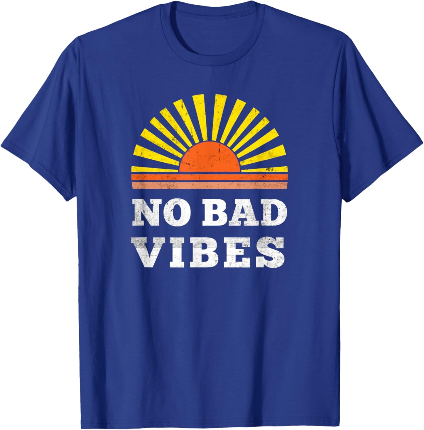 No Bad Vibes Retro Summer Sunset Think Positive Wellbeing Men Women Kids T-Shirt - T-Shirt | Royal