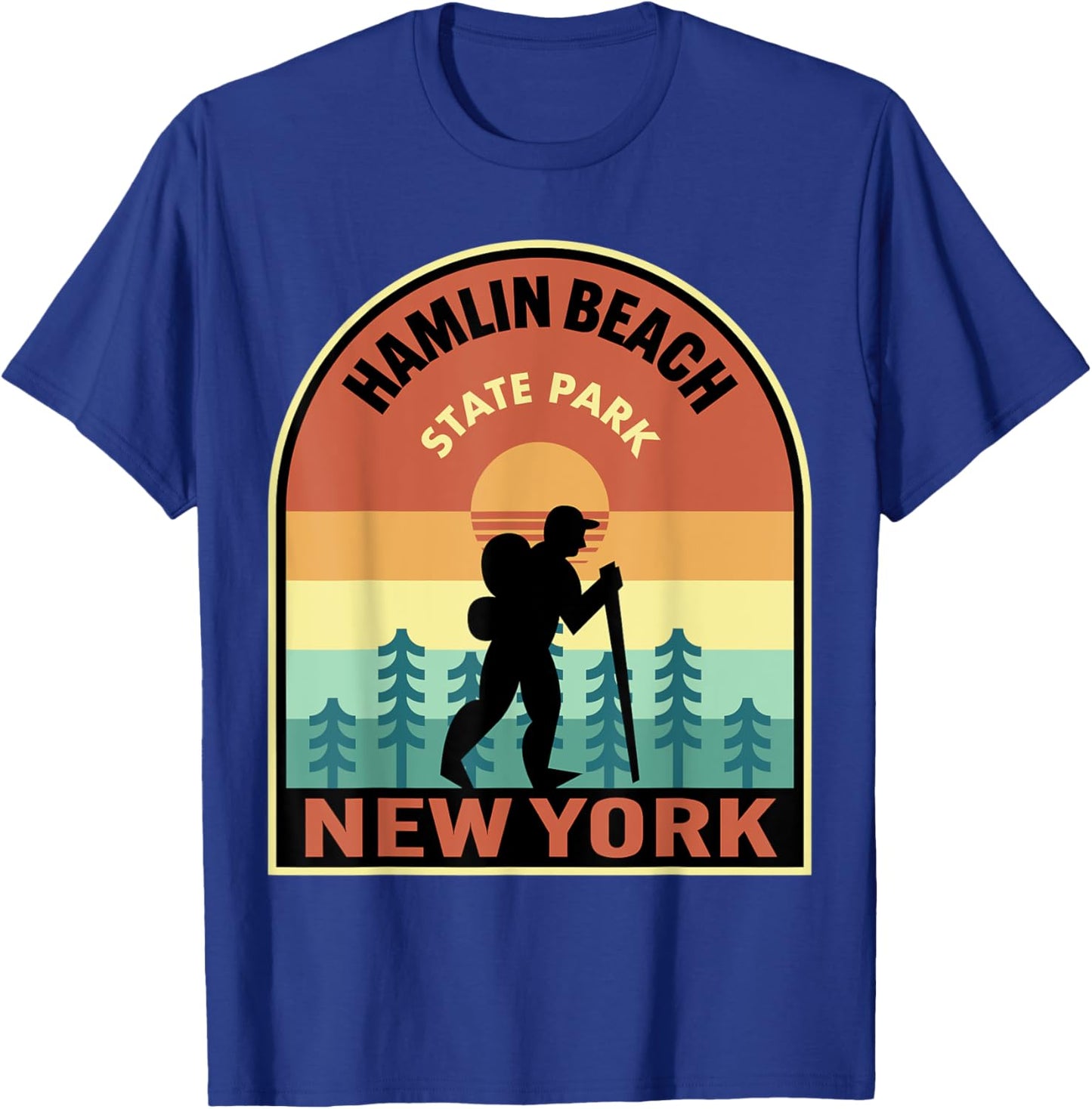 Hamlin Beach State Park New York Retro Hiking Men Women Kids T-Shirt - T-Shirt | Royal