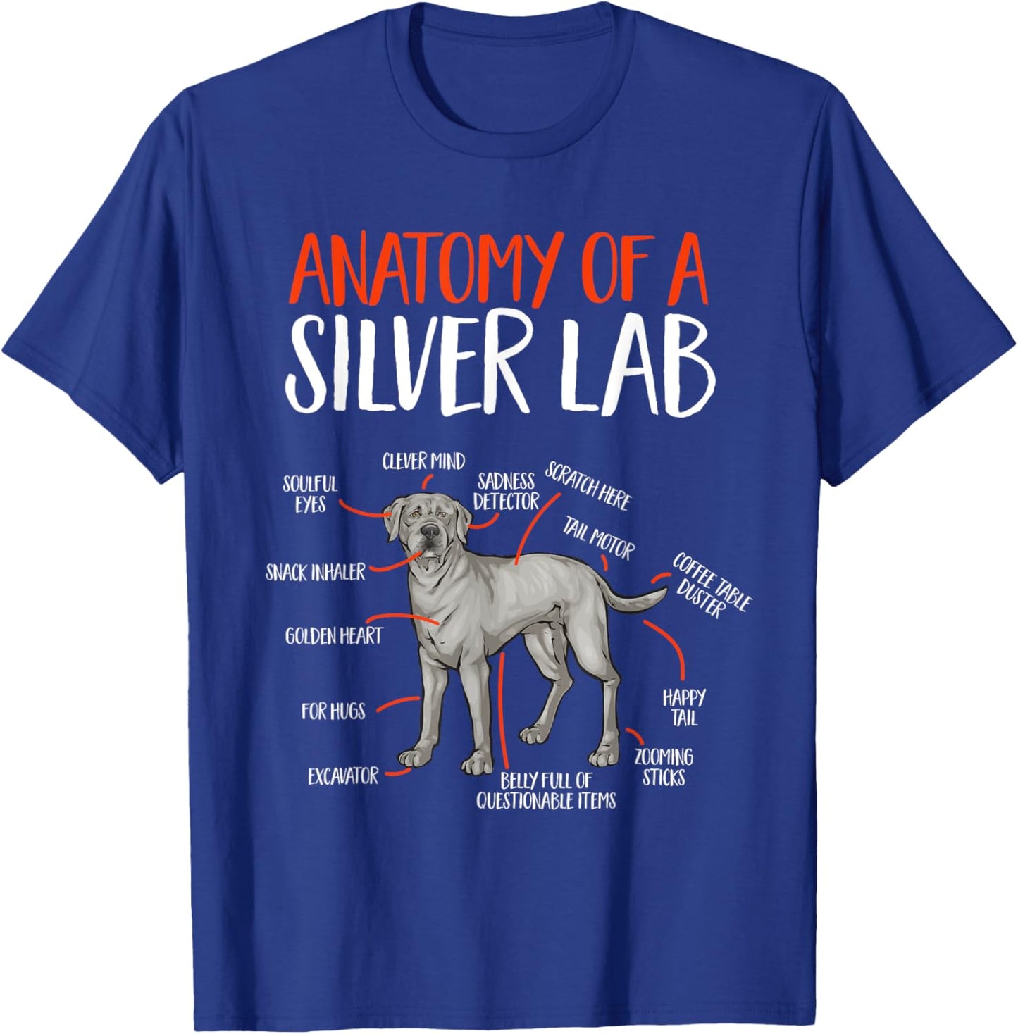 Silver Labrador Retriever Anatomy Of A Silver Lab T-Shirt - T-Shirt | Royal