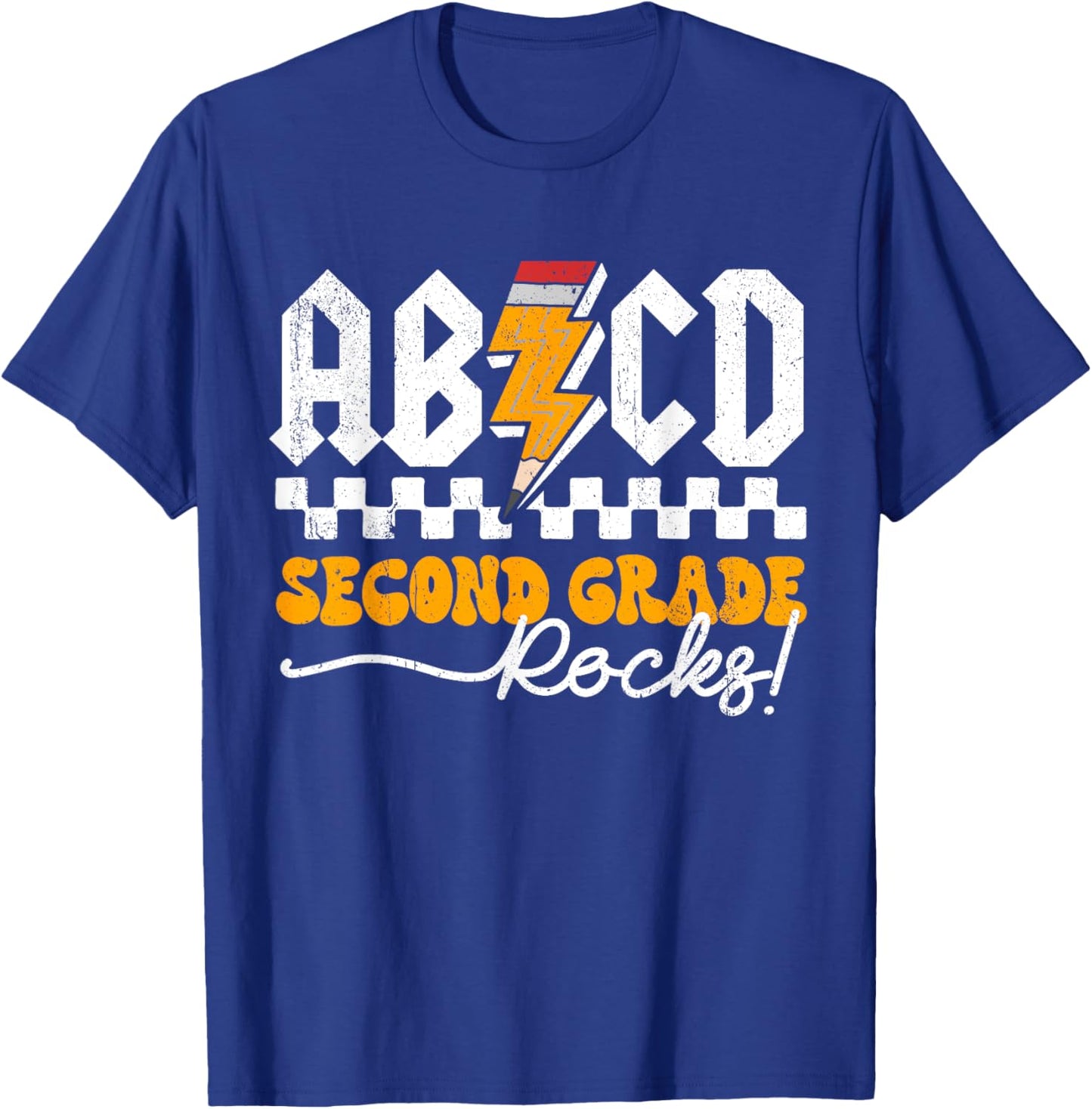AB CD Second Grade Rocks 2nd Grader Teacher Boys Girls Kids T-Shirt - T-Shirt | Royal