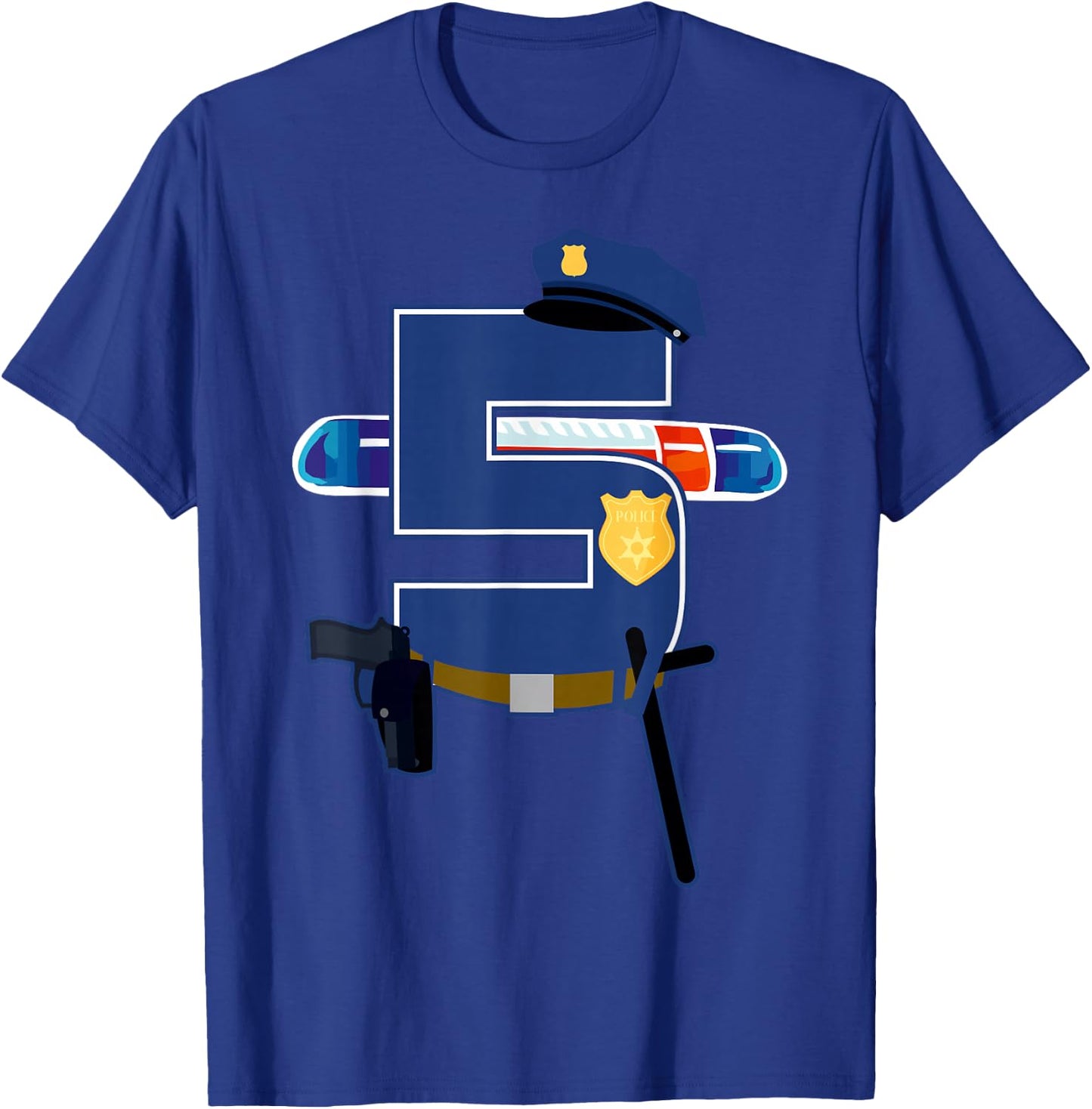 5 Years Old 5th Birthday Police Officer Kids Costume Gift T-Shirt - T-Shirt | Royal