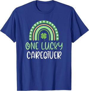 One Lucky Caregiver Funny St. Patrick's Day Caregiving T-Shirt - T-Shirt | Royal