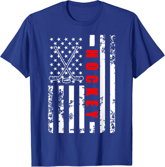 US American Flag Hockey Patriotic women kids Hockey T-Shirt - T-Shirt | Royal