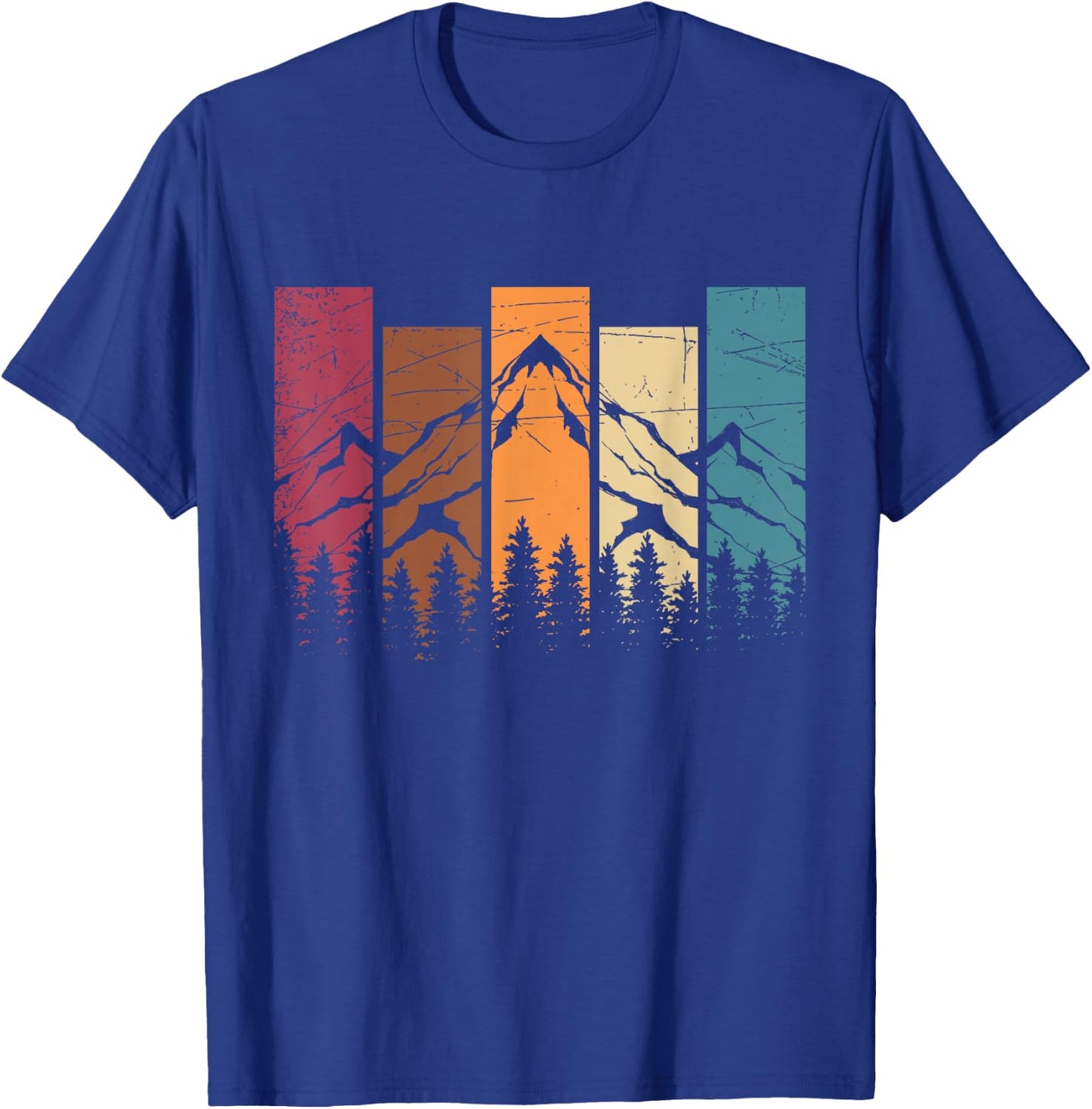 Forest Trees Nature Lovers Hikers Retro Mountains Hiking T-Shirt - T-Shirt | Royal