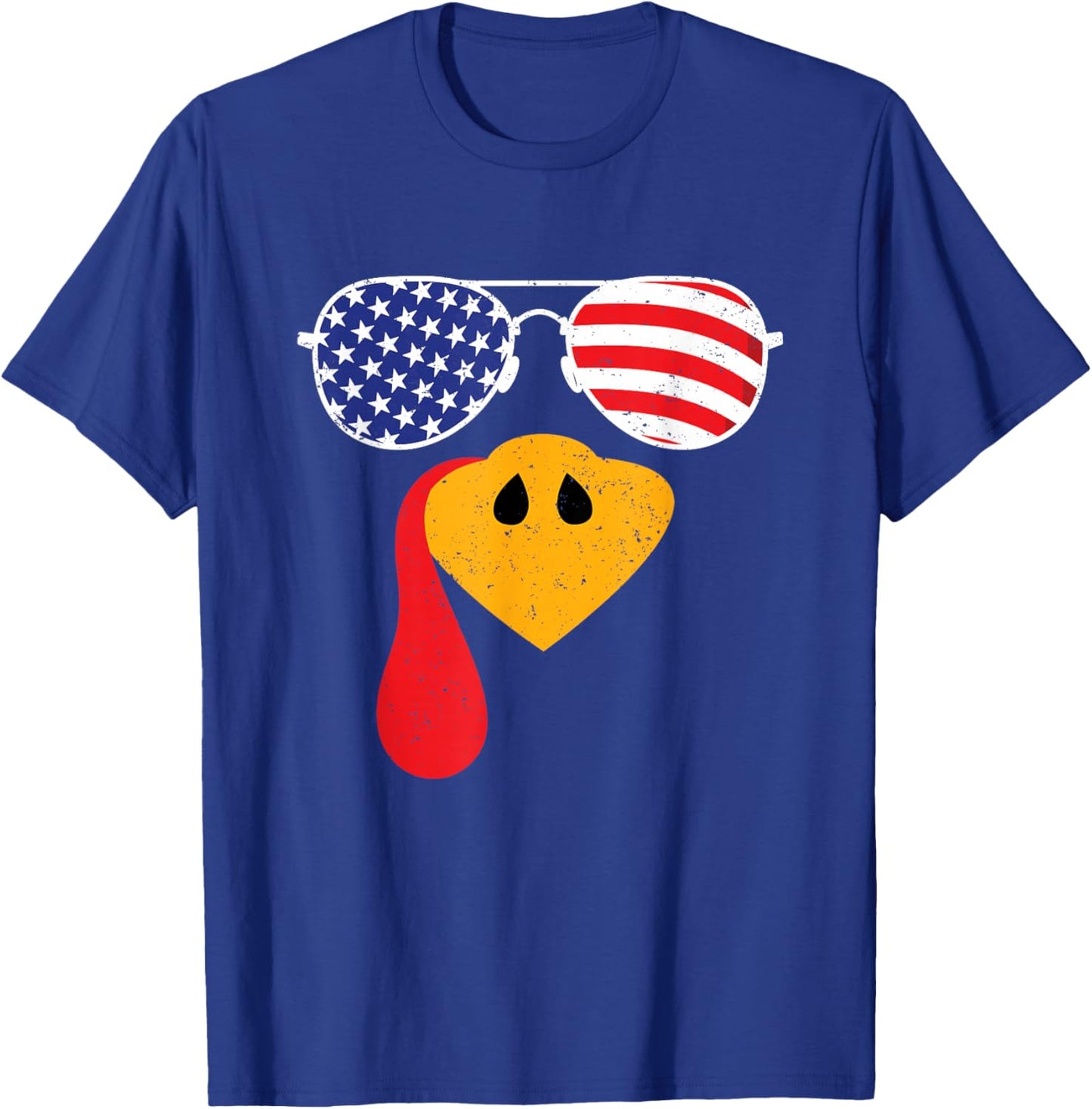 Turkey Face Flag Sunglasses Thanksgiving Family Outfits T-Shirt - T-Shirt | Royal