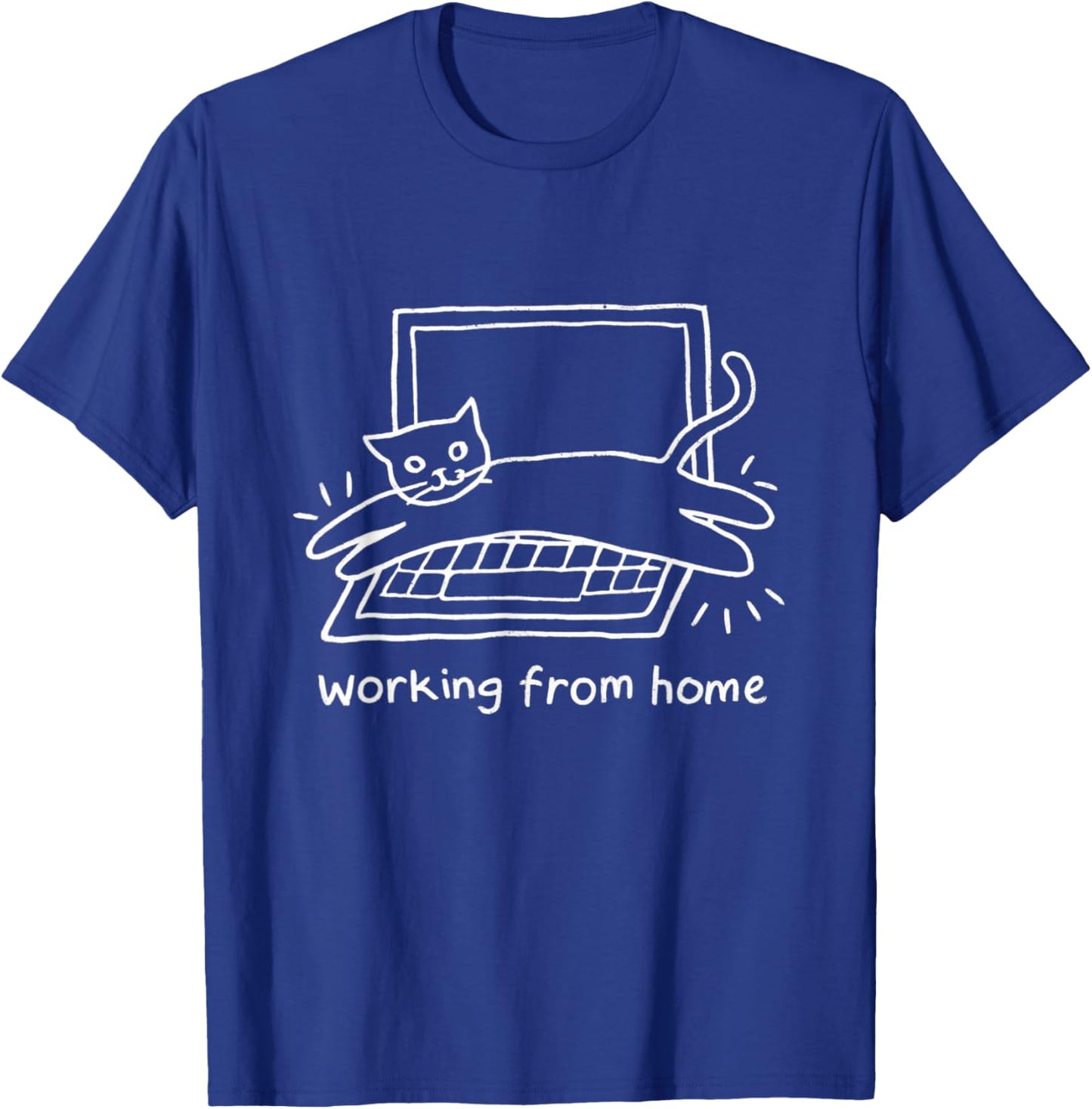 Working From Home Funny Cat and Laptop Cats Meme T-Shirt - T-Shirt | Royal