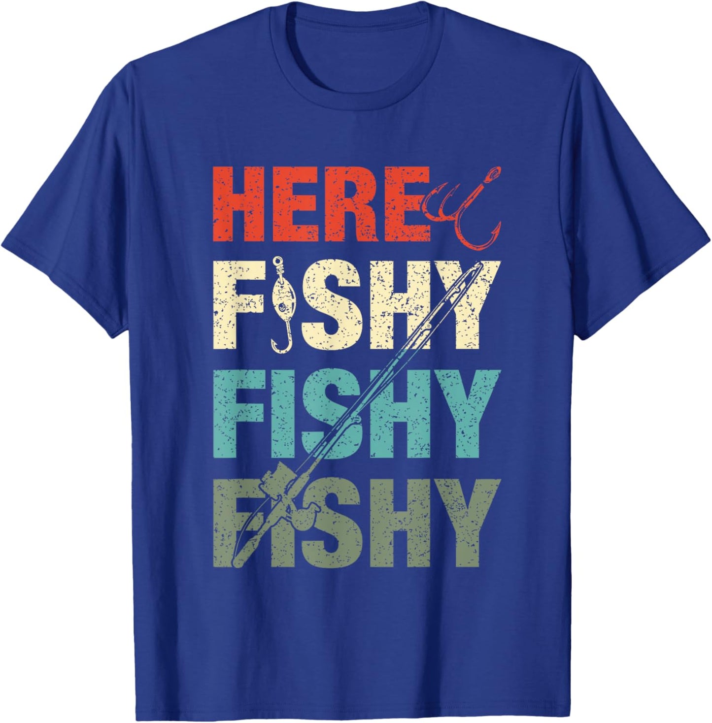 Fish Hunting Fishing Fishrod Fisherman Boys Women T-Shirt - T-Shirt | Royal