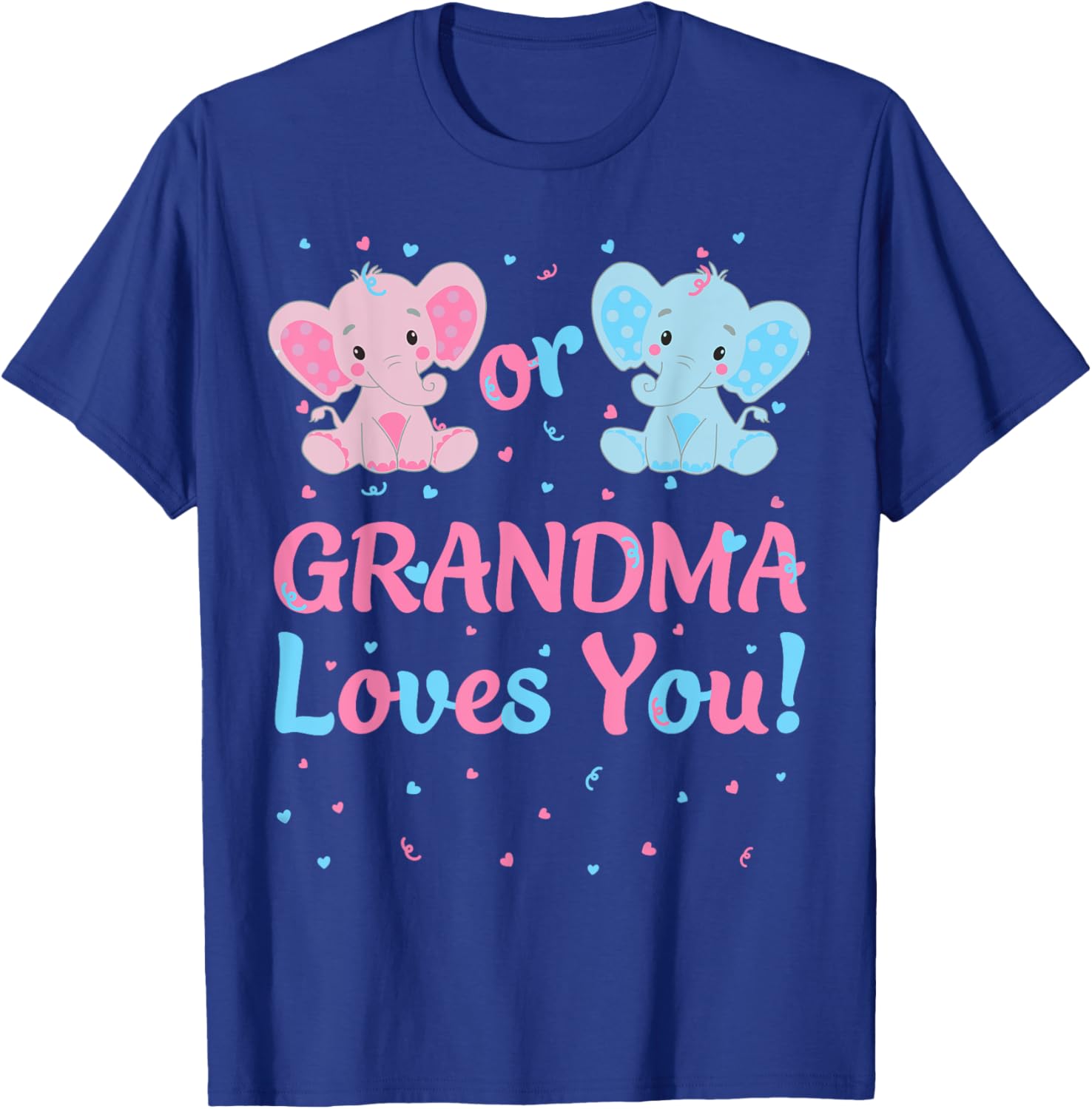 Grandma Gender Reveal Elephant Pink or Blue Matching Family T-Shirt - T-Shirt | Royal
